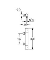 GROHE Grohtherm-800 Cosmopolitan douchekraan thermostatisch zonder omstel zonder koppelingen chroom 34767000 - thumbnail