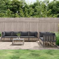 8-delige Loungeset met kussens poly rattan antracietkleurig - thumbnail