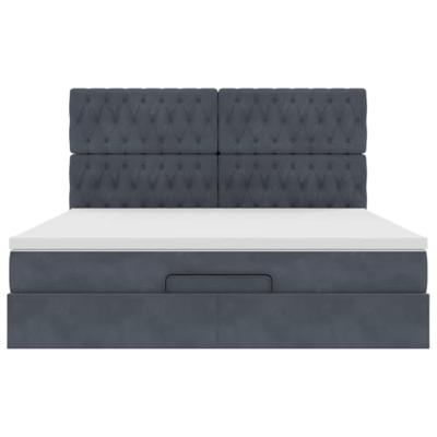 Ottoman bed met matrassen 160x200cm fluweel donkergrijs
