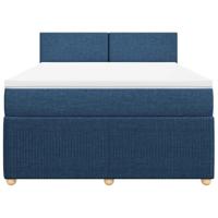 Boxspring met matras stof blauw 140x190 cm - thumbnail