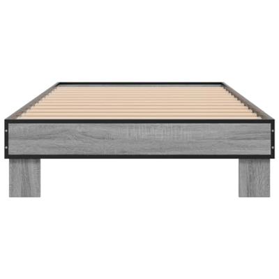 Bedframe bewerkt hout en metaal grijs sonoma eiken 75x190 cm