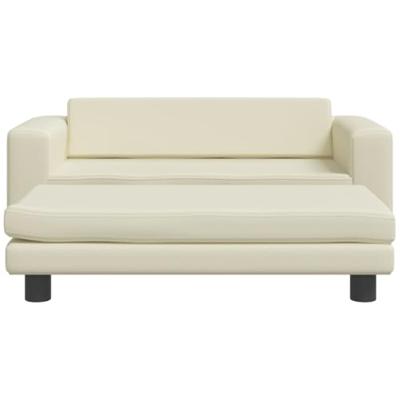 Kinderbank met voetensteun 100x50x30 cm kunstleer crmekleurig