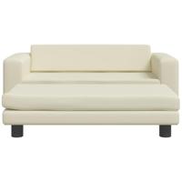 Kinderbank met voetensteun 100x50x30 cm kunstleer crmekleurig - thumbnail