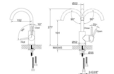 Ben Mandana draaibare wastafelkraan chroom