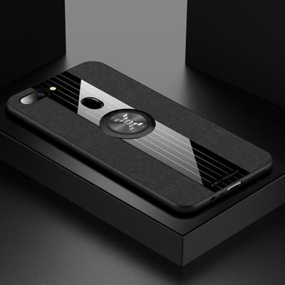 Voor OPPO R11S XINLI stiksels doek Textue schokbestendig TPU beschermhoes met ring houder (zwart)