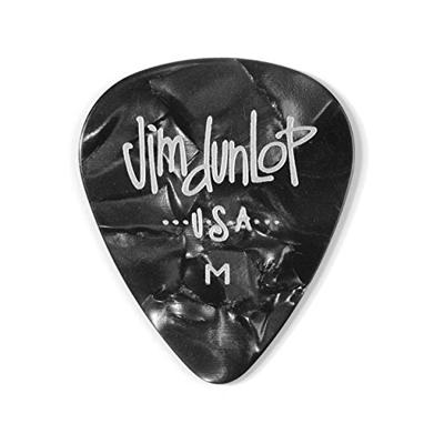 Dunlop 483P02MD Celluloid Shell Pick perloid zwart medium plectrum set 12 stuks