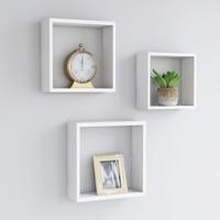 VidaXL Wandschappen kubus 3 st mdf wit - thumbnail