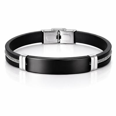 LGT Jewels Siliconen armband Heren RVS ID Zwart LGT Jewels Siliconen armband Heren RVS ID Zwart