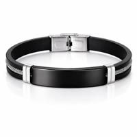 LGT Jewels Siliconen armband Heren RVS ID Zwart - thumbnail