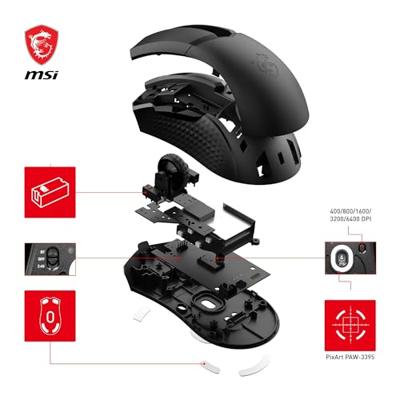 Wireless muis MSI CLUTCH GM51 LIGHTWEIGHT WIRELESS Zwart 26000 DPI