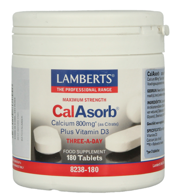 Lamberts CalAsorb (calcium citraat) & Vitamine D3 180 Tabletten