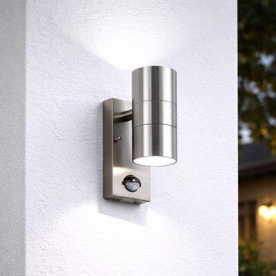 Jasmin wandlamp - RVS - 6500K Daglicht wit - Bewegingsmelder en schemerschakelaar - IP44 spatwaterdicht - Up & Downlight voor buiten