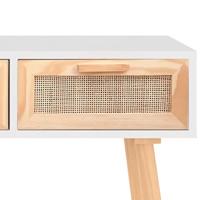 Wandtafel 105x30x75 cm massief grenenhout en natuurlijk rattan - thumbnail