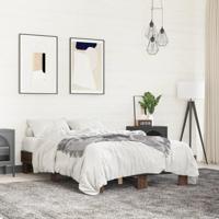 Bedframe bewerkt hout metaal bruin eikenkleur 140x190 cm - thumbnail