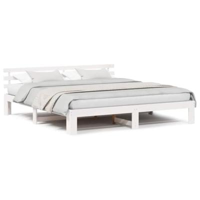 Bedframe met hoofdeinde Wit 180 x 200 cm Massief grenenhout