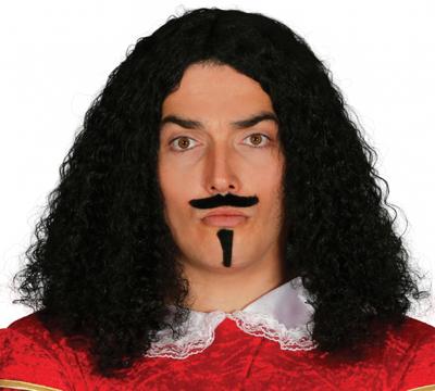 Middeleeuwse Strijder pruik met snor en sik