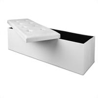 Monzana Zitbank - 114 cm - met - opslagruimte - in - Wit - thumbnail