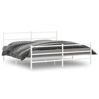 Bedframe met hoofd- en voeteneindemetaal wit 193x203 cm