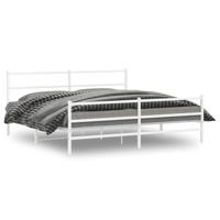 Bedframe met hoofd- en voeteneinde metaal wit 193x203 cm - thumbnail