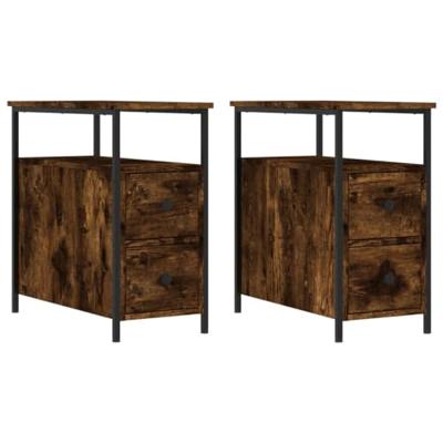 Nachtkastjes 2 st 30x60x60 cm bewerkt hout gerookt eikenkleurig