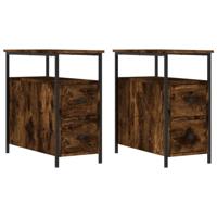 Nachtkastjes 2 st 30x60x60 cm bewerkt hout gerookt eikenkleurig - thumbnail