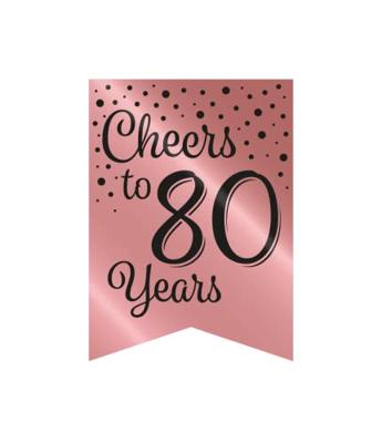 Verjaardagsslinger Vaandel 80 Jaar Roze/Zwart (6m)