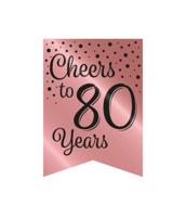 Verjaardagsslinger Vaandel 80 Jaar Roze/Zwart (6m) - thumbnail