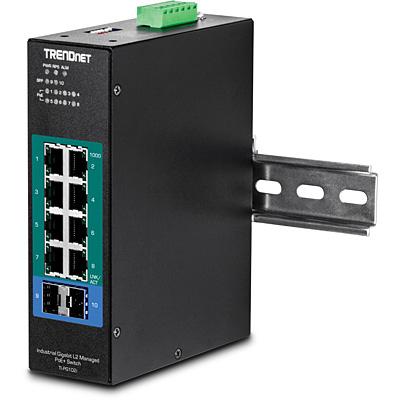 TRENDnet TI-PG102i 10-poorts DIN-Rail Switch Industrieel Gigabit beheerd PoE+