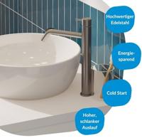 Wastafelkraan Qisani Flow Verhoogd Geborsteld Gun Metal - thumbnail