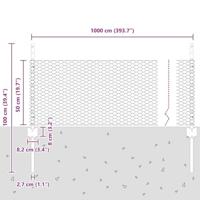 VidaXL Hek met paal zilver 0,5 x 10 m staal - thumbnail