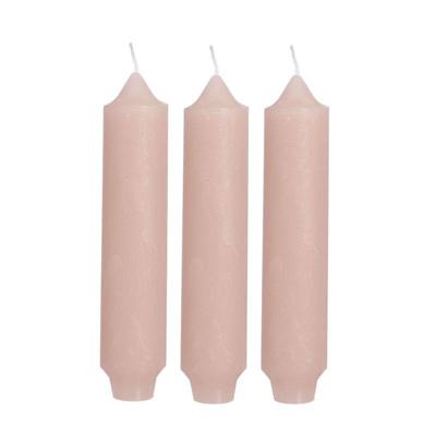 Palermo kaarsen set 3 stuks dia. 3.5 x H 17 cm zacht roze Hortus - Hortus