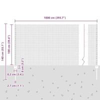 VidaXL Hek met paal zilver 1 x 10 m staal - thumbnail
