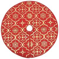 Kerstboomrok luxe met sok 122 cm stof rood - thumbnail
