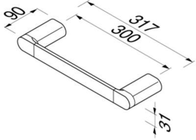 Geesa Wynk badgreep 30 cm. recht Chroom