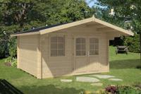 Blokhut Estepona 380x380 cm - groen geïmpregneerd- Zadeldak- Geïmpregneerd vurenhout- Van Kooten - thumbnail