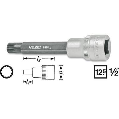 HAZET Dopsleutelbit 990LG-6 · 1/2 inch (12,5 mm) vierkant hol · Binnenveeltandprofiel XZN · SW M6 - thumbnail