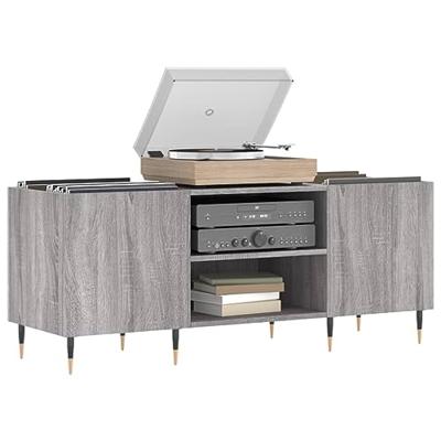 Platenkast 121x38x48 cm bewerkt hout grijs sonoma eikenkleurig - thumbnail