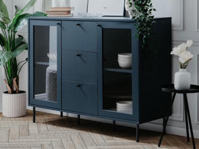 Commode CARACAL 2 deuren 3 lades navy blauw Commode CARACAL 2 deuren 3 lades navy blauw