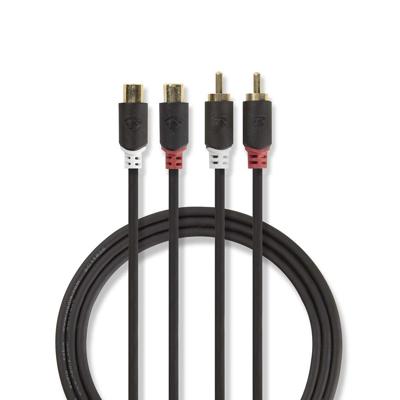 Nedis Stereo-Audiokabel | 2x RCA Male | 2x RCA Female | 2 m | 1 stuks - CABW24205AT20 CABW24205AT20