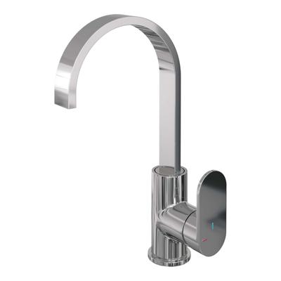 Brauer Chrome Edition Hoge Opbouw Wastafelmengkraan met Draaibare Platte Uitloop Model C Chroom