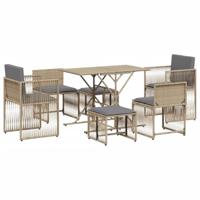 7-delige Tuinset met kussens poly rattan beige - thumbnail