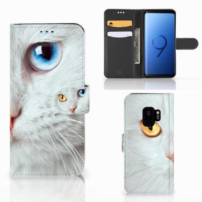 Samsung Galaxy S9 | Telefoonhoesje | Met pasjeshouder | Witte Kat