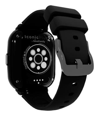 SaveFamily ICONIC PLUS 2 .connected horloge met GPS voor kinderen, WhatsApp, Spotify, AI, videogesprekken, muziek, Bluetooth, App Store, SOS, chatten, beveiligde zone (Gotham Black, Iconic Plus 2)
