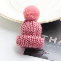 12PCS cute mini gebreide hairball Hat broche trui pinnen badge (donker roze rood) - thumbnail