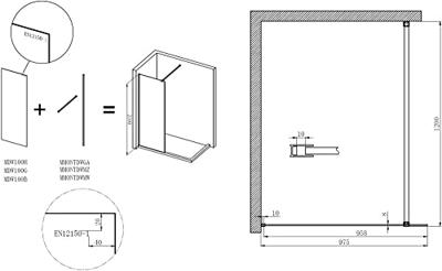 Saqu Modulo inloopdouche incl. antikalk 100x210cm bruin glas mat zwart