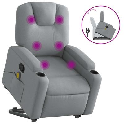 Sta-op-massagestoel verstelbaar stof lichtgrijs - thumbnail