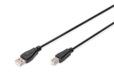 DIGITUS 1m Lengte USB 2.0 A Mannelijk - B Mannelijke Aansluitkabel - Zwart