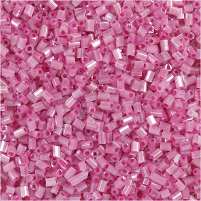 Creativ Company Rocailles 2-cut, d 1,7 mm, afm 15/0, gatgrootte 0,5 mm, roze, 25 gr/ 1 doos