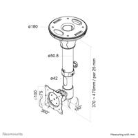 Neomounts FPMA-C025SILVER TV-plafondbeugel In hoogte verstelbaar 25,4 cm (10) - 76,2 cm (30) Kantelbaar en zwenkbaar, Roteerbaar - thumbnail