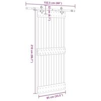 Schuifdeur met beslag 85x210 cm massief grenenhout - thumbnail